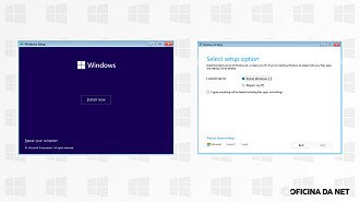 Instalação antes e depois do update